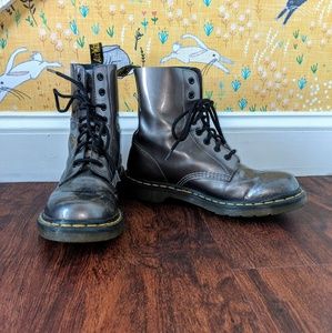 Mushroom brown metallic Doc Martens 1460 boots